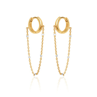 Goddess Twinkle Chain Hoops Yellow Gold Pair  by Logan Hollowell Jewelry