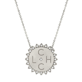 Custom Classic "You Are My Sunshine" Four Initial Necklace with Star Set Diamond White Gold 16"  by Logan Hollowell Jewelry
