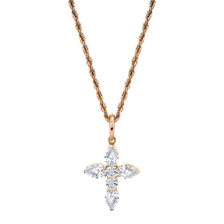 Large Diamond Faith Pendant 16" Rose Gold  by Logan Hollowell Jewelry