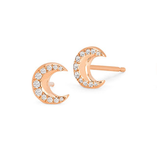 Crescent Gold Studs with Diamonds    by Logan Hollowell Jewelry