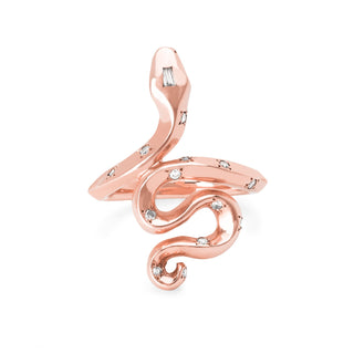 Kundalini Snake Ring with Star Set Diamonds 4 Rose Gold  by Logan Hollowell Jewelry