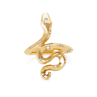 Kundalini Snake Ring with Star Set Diamonds 4 Yellow Gold  by Logan Hollowell Jewelry