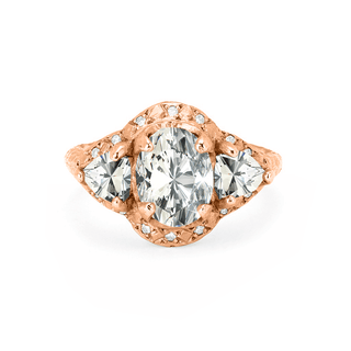 Queen Triple Goddess Trillion Diamond Setting with Sprinkled Halo Rose Gold   by Logan Hollowell Jewelry