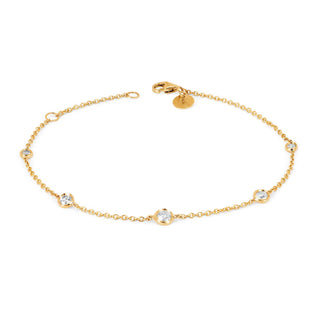 5 Diamond Orbit Bezel Bracelet Yellow Gold   by Logan Hollowell Jewelry