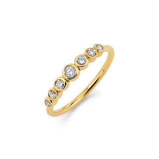 7 Diamond Orbit Bezel Ring Yellow Gold 3.5  by Logan Hollowell Jewelry
