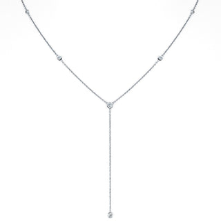 Diamond Star Droplet Lariat White Gold   by Logan Hollowell Jewelry