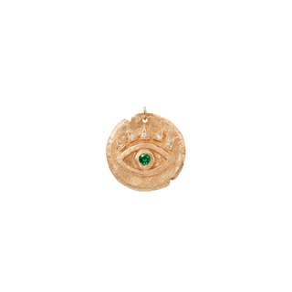 Emerald Baby Eye of Protection Coin Charm Rose Gold   by Logan Hollowell Jewelry