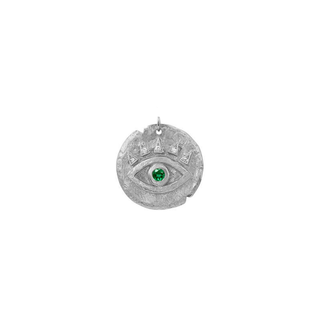 Emerald Baby Eye of Protection Coin Charm White Gold   by Logan Hollowell Jewelry