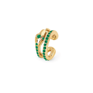 Kundalini Snake Coil Ear Cuff with Pavé Emeralds Yellow Gold   by Logan Hollowell Jewelry