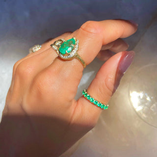 French Pavé Emerald Cloud Fit Band    by Logan Hollowell Jewelry