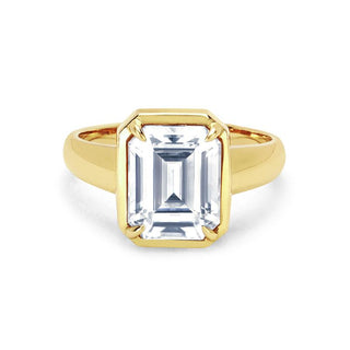 Emerald Cut Diamond Solitaire Setting with Tapered Cloud Fit Band Yellow Gold   by Logan Hollowell Jewelry