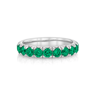 French Pavé Emerald Cloud Fit Band 4 White Gold  by Logan Hollowell Jewelry