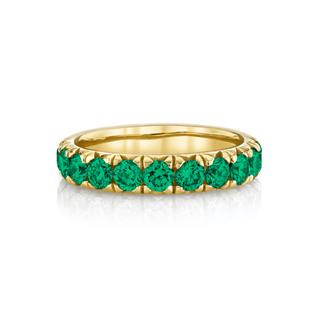 French Pavé Emerald Cloud Fit Band 4 Yellow Gold  by Logan Hollowell Jewelry