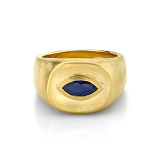 Men's Marquise Sapphire Eye Ring 8 Yellow Gold  by Logan Hollowell Jewelry