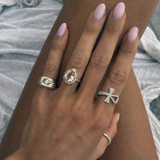Pavé Diamond Oracle Ring with Angel Eye Diamond Center    by Logan Hollowell Jewelry
