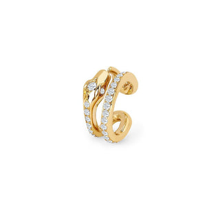Kundalini Snake Coil Ear Cuff with Pavé Diamonds Yellow Gold   by Logan Hollowell Jewelry
