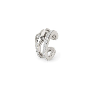 Kundalini Snake Coil Ear Cuff with Pavé Diamonds White Gold   by Logan Hollowell Jewelry