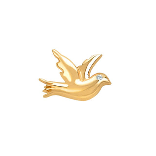 Dove Studs with Diamond Eyes Single Yellow Gold  by Logan Hollowell Jewelry