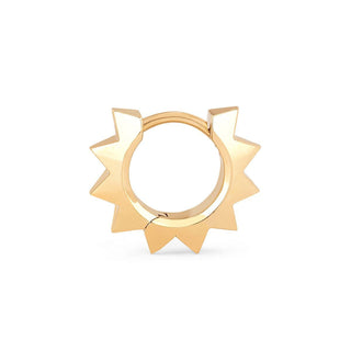 Solid Unity Sun Hoops Single Yellow Gold  by Logan Hollowell Jewelry