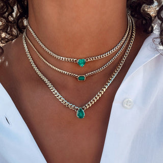 Queen Emerald Heart Cuban Choker    by Logan Hollowell Jewelry