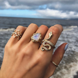 Kundalini Snake Ring with Pavé Diamonds    by Logan Hollowell Jewelry