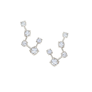 18k Prong Set Big Dipper Constellation Studs White Gold Pair  by Logan Hollowell Jewelry