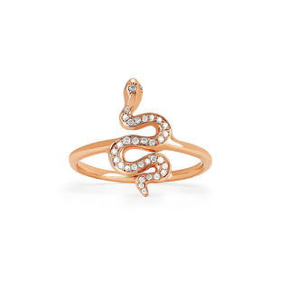 Kundalini Baby Snake Ring with Pavé Diamonds Rose Gold 3  by Logan Hollowell Jewelry
