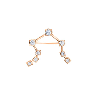 18k Prong Set Libra Constellation Studs Rose Gold Single Left  by Logan Hollowell Jewelry