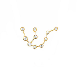 Classic Aquarius Constellation Studs Yellow Gold Single Left  by Logan Hollowell Jewelry
