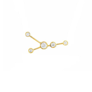 Classic Cancer Constellation Studs Yellow Gold Single Left  by Logan Hollowell Jewelry