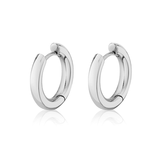 Solid Large Goddess Hoops Single White Gold  by Logan Hollowell Jewelry