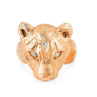 18k Lady Lioness Ring 4 Rose Gold  by Logan Hollowell Jewelry