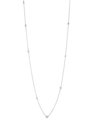 Diamond Orbit Bezel Long Strand Necklace White Gold   by Logan Hollowell Jewelry