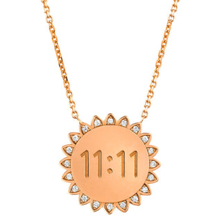 Classic 11:11 Sunshine Necklace with Diamonds Rose Gold 16"-18"  by Logan Hollowell Jewelry
