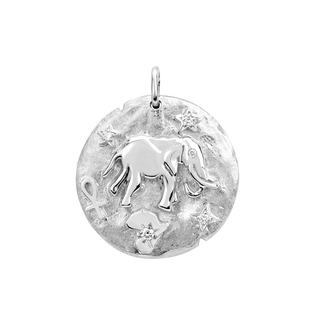 Lucky Tembo Protection Coin with Diamonds White Gold   by Logan Hollowell Jewelry