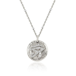 Baby Eye of Horus Coin Necklace 16" White Gold  by Logan Hollowell Jewelry