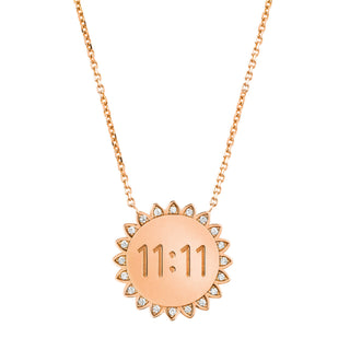 Medium 11:11 Sunshine Necklace with Diamonds Rose Gold 16"-18"  by Logan Hollowell Jewelry