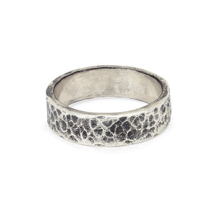 Men's Hammered Band 8 Oxidized Silver  by Logan Hollowell Jewelry