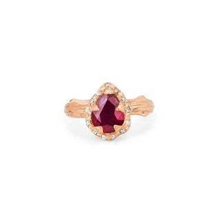 Micro Queen Water Drop Enhanced Ruby Rose Thorn Ring with Sprinkled Diamonds 2 Rose Gold  by Logan Hollowell Jewelry