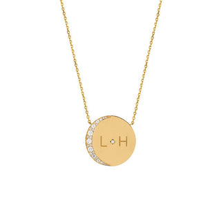 Custom Mini Moon Necklace with Star Set Diamond Yellow Gold 16"  by Logan Hollowell Jewelry