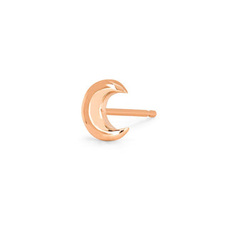 Crescent Gold Studs Single Rose Gold  by Logan Hollowell Jewelry