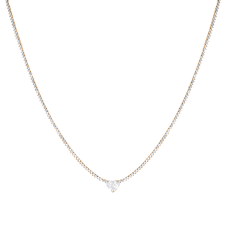 Diamond Luxe Choker with Moonstone Heart Center 15" Yellow Gold  by Logan Hollowell Jewelry