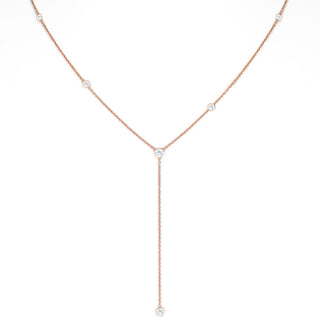 Moonstone Star Droplet Lariat Rose Gold   by Logan Hollowell Jewelry