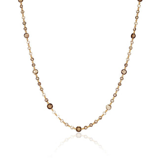 Eau de Rose Cut Champagne Diamond Necklace 18" Yellow Gold  by Logan Hollowell Jewelry