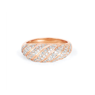 18k Nautilus Ring with Pavé Diamonds 2.5 Rose Gold  by Logan Hollowell Jewelry
