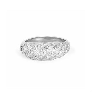 18k Nautilus Ring with Pavé Diamonds 2.5 White Gold  by Logan Hollowell Jewelry