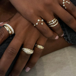 18k Nautilus Ring with Pavé Diamonds    by Logan Hollowell Jewelry