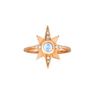 North Star Moonstone Ring Rose Gold 3  by Logan Hollowell Jewelry