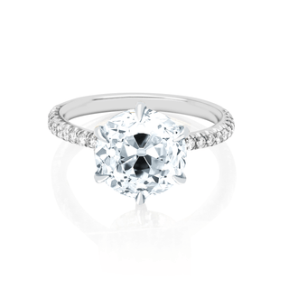 Old Mine Cut Diamond Setting with Pavé Diamond Band White Gold   by Logan Hollowell Jewelry