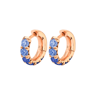 Baby Ombré Blue Sapphire French Pavé Hoops Single Rose Gold  by Logan Hollowell Jewelry